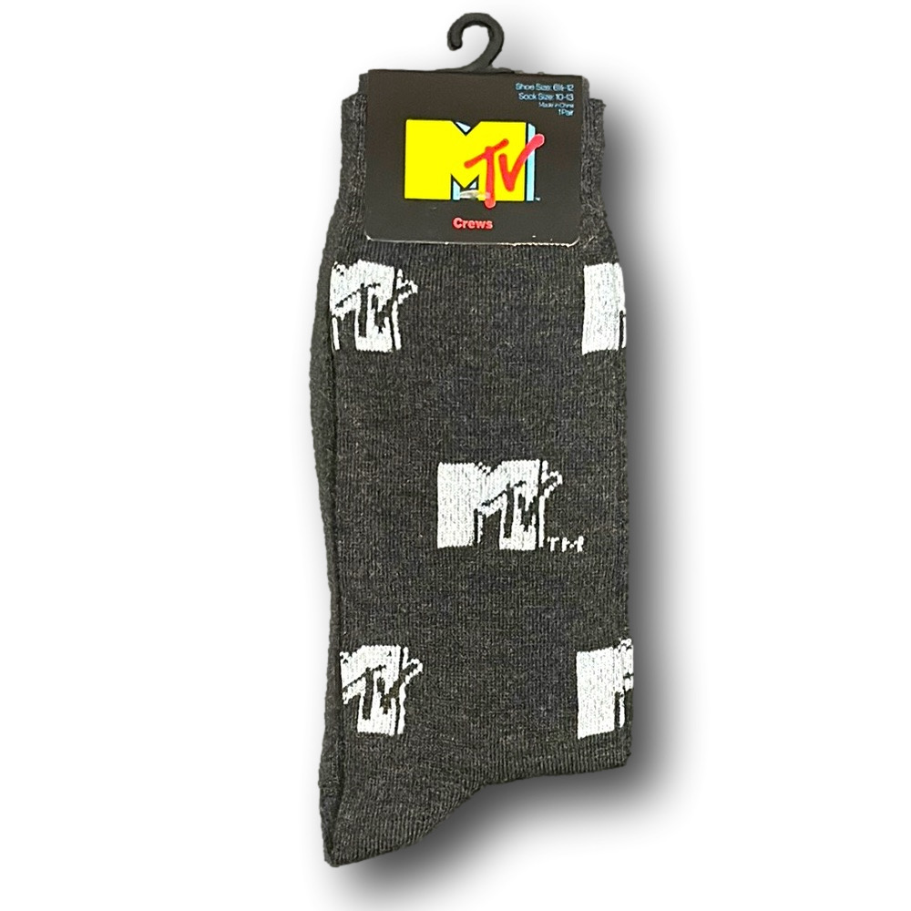 3/$20 MTV Music Television Retro Funny Novelty Crew Socks - NWT